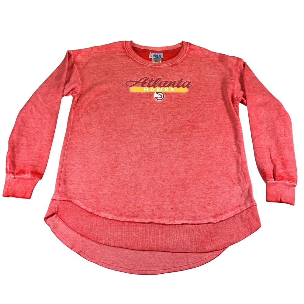 Atlanta Hawks Womens Large Long Sleeve Shirt Red NBA Graphic Tee Top NEW